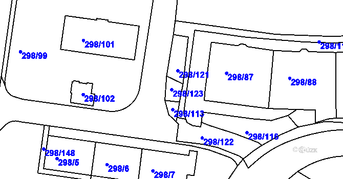 Parcela st. 298/123 v KÚ Motol, Katastrální mapa