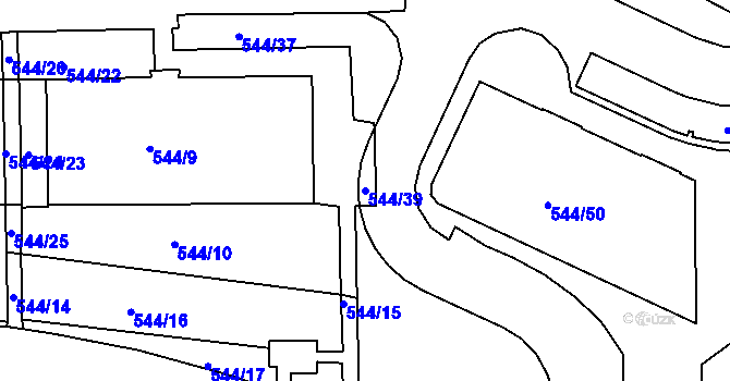 Parcela st. 544/39 v KÚ Motol, Katastrální mapa