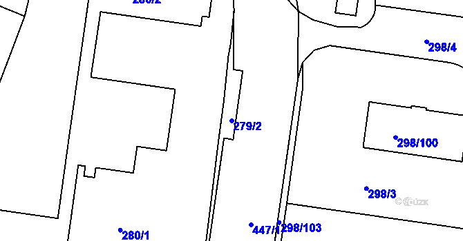 Parcela st. 279/2 v KÚ Motol, Katastrální mapa