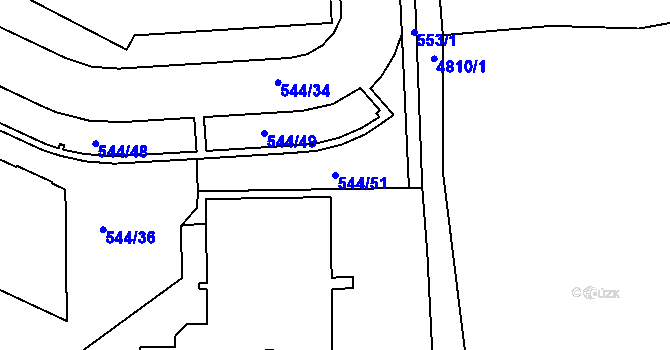 Parcela st. 544/51 v KÚ Motol, Katastrální mapa