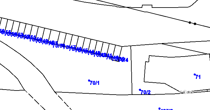 Parcela st. 70/40 v KÚ Motol, Katastrální mapa