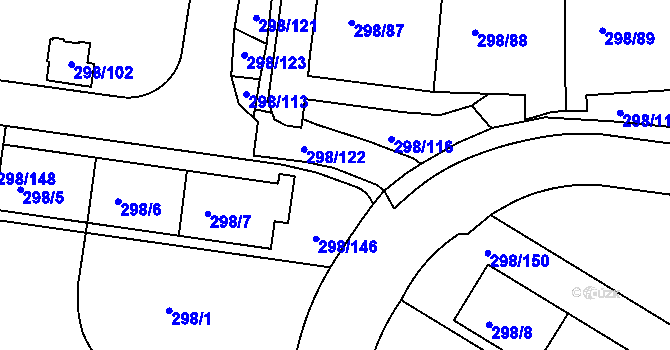 Parcela st. 298/147 v KÚ Motol, Katastrální mapa