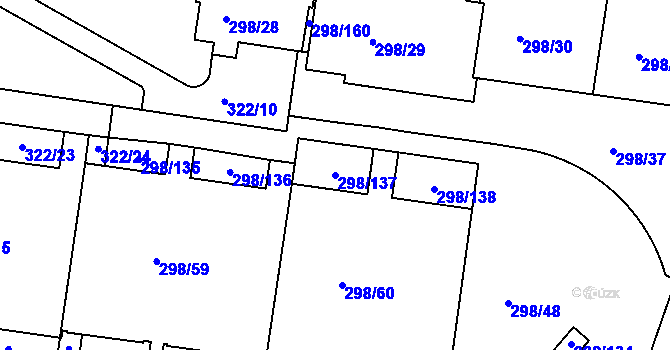 Parcela st. 298/137 v KÚ Motol, Katastrální mapa