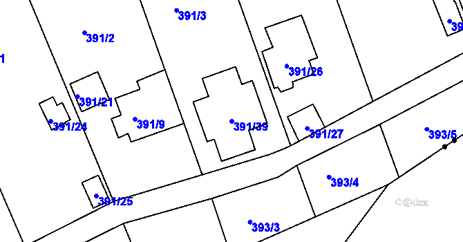 Parcela st. 391/39 v KÚ Motol, Katastrální mapa