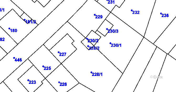 Parcela st. 228/2 v KÚ Motol, Katastrální mapa