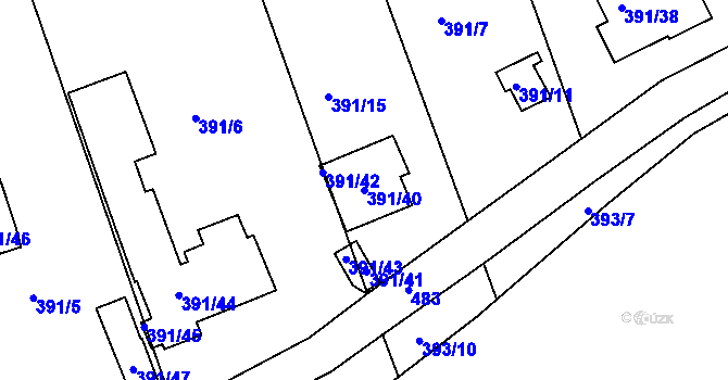 Parcela st. 391/40 v KÚ Motol, Katastrální mapa
