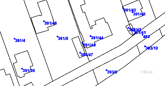 Parcela st. 391/45 v KÚ Motol, Katastrální mapa