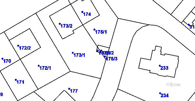 Parcela st. 173/3 v KÚ Motol, Katastrální mapa