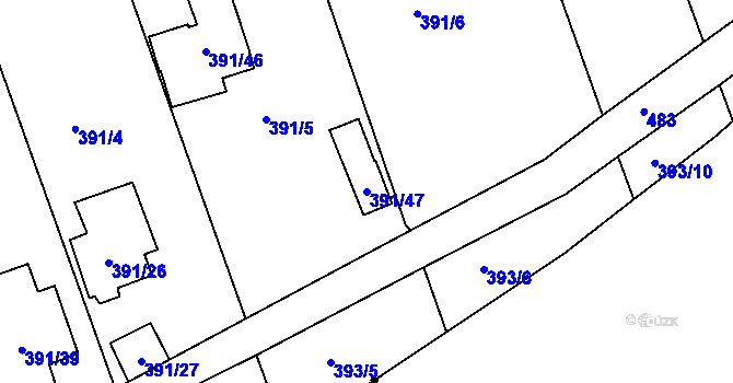Parcela st. 391/47 v KÚ Motol, Katastrální mapa