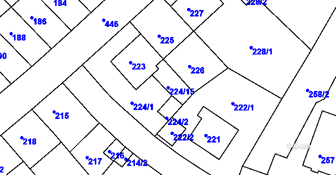 Parcela st. 224/15 v KÚ Motol, Katastrální mapa