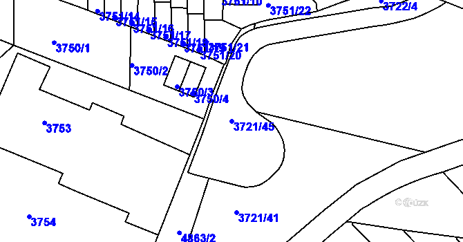 Parcela st. 3721/45 v KÚ Smíchov, Katastrální mapa