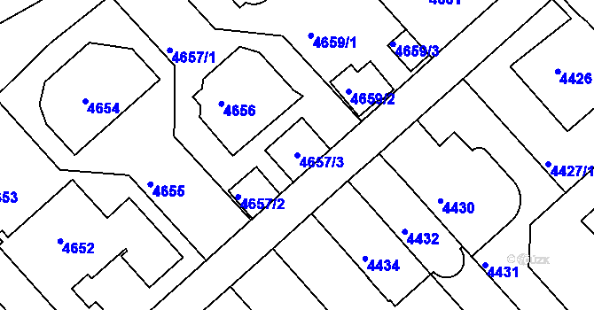 Parcela st. 4657/3 v KÚ Smíchov, Katastrální mapa