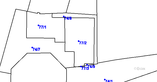 Parcela st. 77/2 v KÚ Smíchov, Katastrální mapa