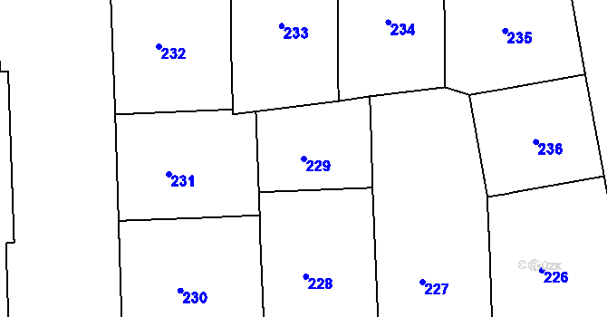 Parcela st. 229 v KÚ Smíchov, Katastrální mapa