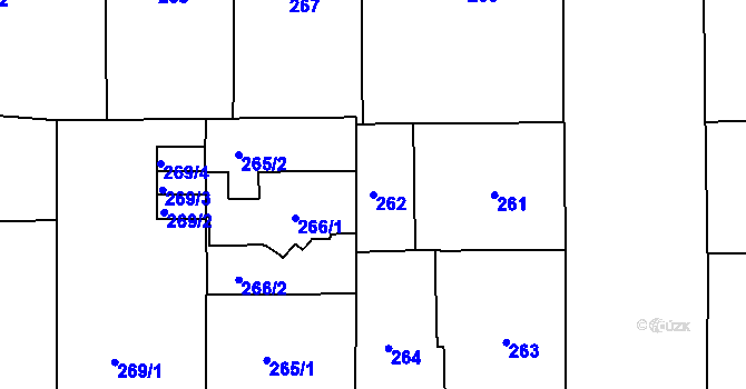 Parcela st. 262 v KÚ Smíchov, Katastrální mapa