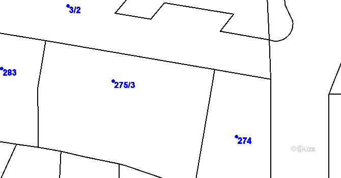 Parcela st. 275/3 v KÚ Smíchov, Katastrální mapa