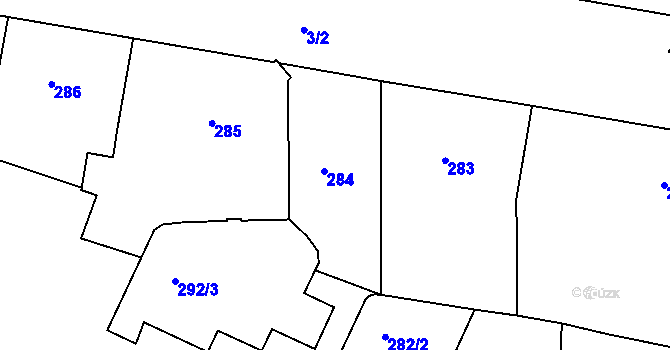 Parcela st. 284 v KÚ Smíchov, Katastrální mapa