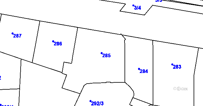 Parcela st. 285 v KÚ Smíchov, Katastrální mapa