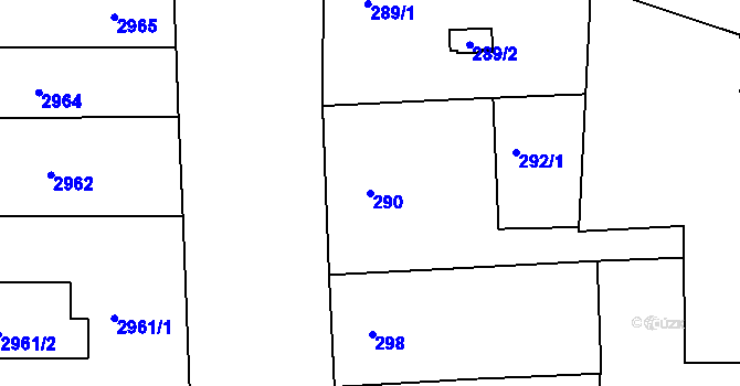Parcela st. 290 v KÚ Smíchov, Katastrální mapa