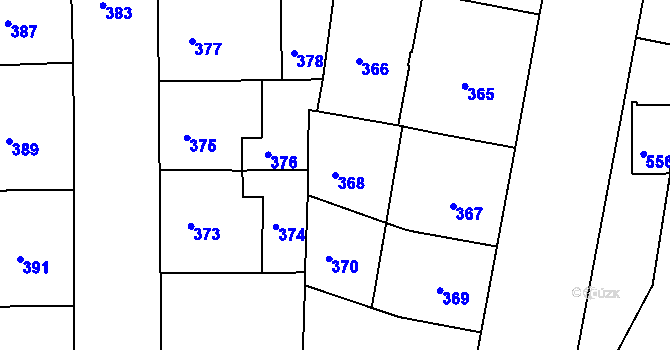 Parcela st. 368 v KÚ Smíchov, Katastrální mapa
