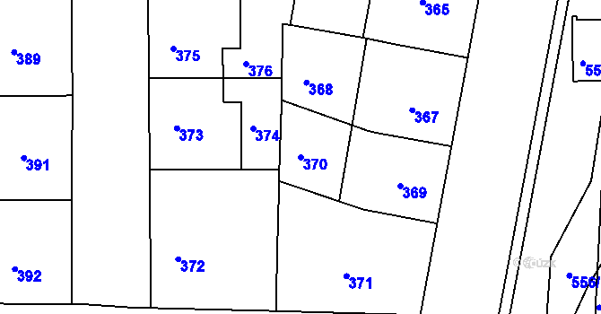 Parcela st. 370 v KÚ Smíchov, Katastrální mapa
