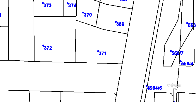 Parcela st. 371 v KÚ Smíchov, Katastrální mapa