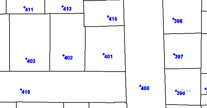 Parcela st. 401 v KÚ Smíchov, Katastrální mapa