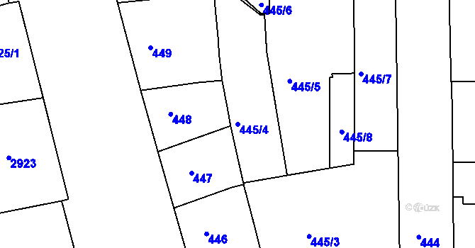 Parcela st. 445/4 v KÚ Smíchov, Katastrální mapa