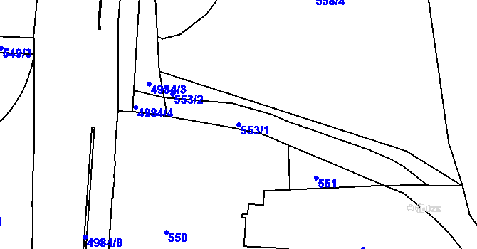 Parcela st. 553/1 v KÚ Smíchov, Katastrální mapa