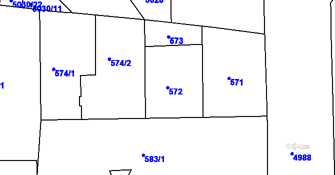 Parcela st. 572 v KÚ Smíchov, Katastrální mapa