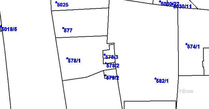 Parcela st. 578/3 v KÚ Smíchov, Katastrální mapa
