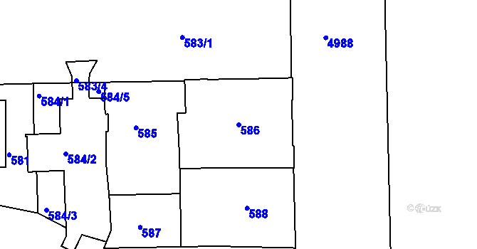 Parcela st. 586 v KÚ Smíchov, Katastrální mapa