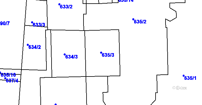 Parcela st. 635/3 v KÚ Smíchov, Katastrální mapa