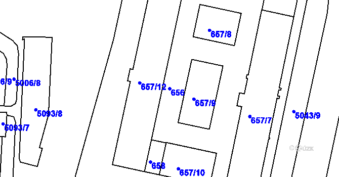 Parcela st. 656 v KÚ Smíchov, Katastrální mapa