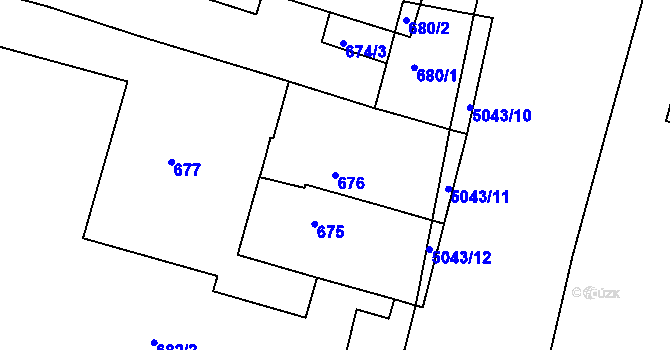 Parcela st. 676 v KÚ Smíchov, Katastrální mapa