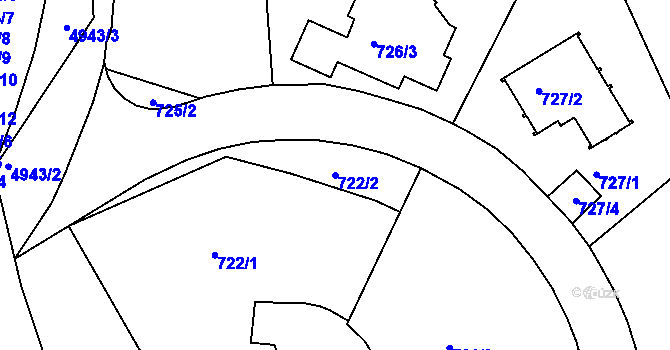 Parcela st. 722/2 v KÚ Smíchov, Katastrální mapa