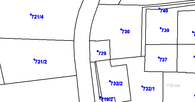 Parcela st. 729 v KÚ Smíchov, Katastrální mapa