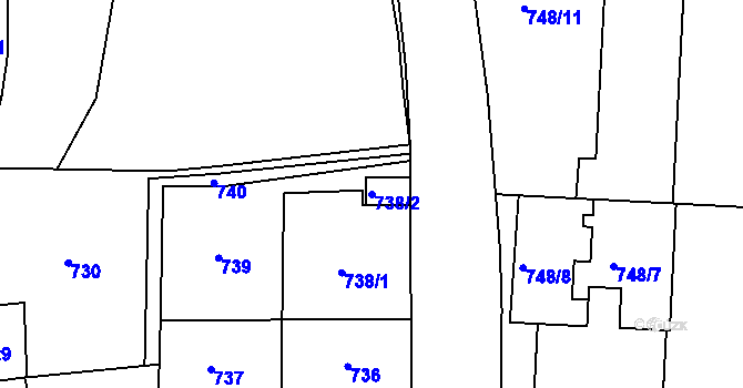 Parcela st. 738/2 v KÚ Smíchov, Katastrální mapa