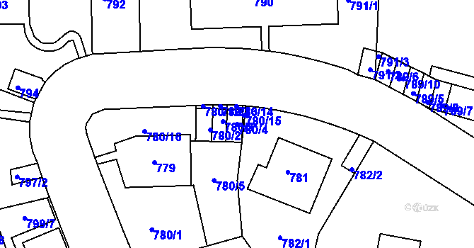 Parcela st. 780/4 v KÚ Smíchov, Katastrální mapa