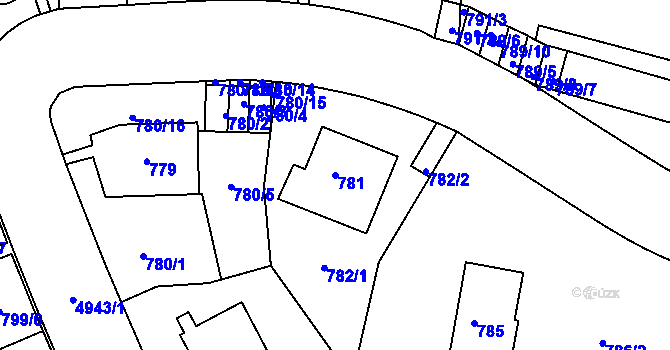 Parcela st. 781 v KÚ Smíchov, Katastrální mapa