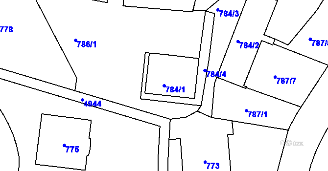 Parcela st. 784/1 v KÚ Smíchov, Katastrální mapa