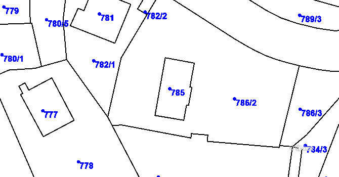 Parcela st. 785 v KÚ Smíchov, Katastrální mapa