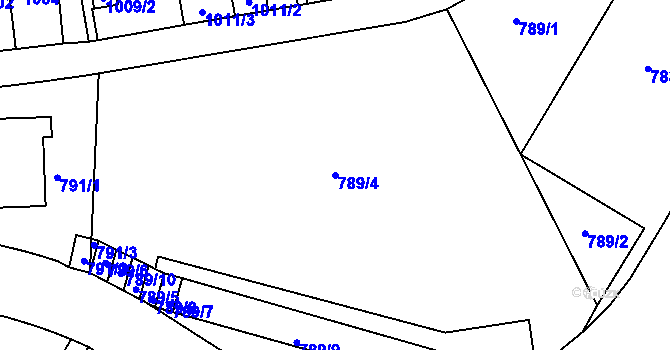 Parcela st. 789/4 v KÚ Smíchov, Katastrální mapa