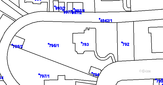 Parcela st. 793 v KÚ Smíchov, Katastrální mapa