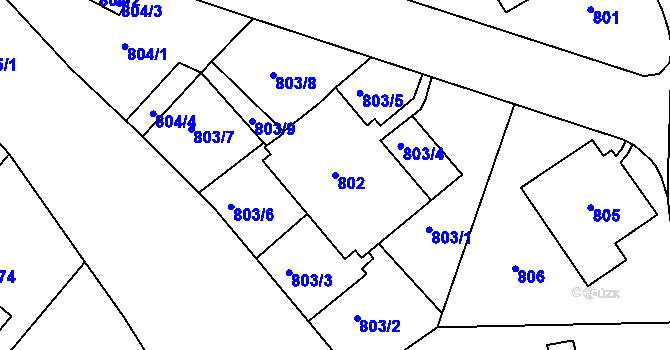 Parcela st. 802 v KÚ Smíchov, Katastrální mapa