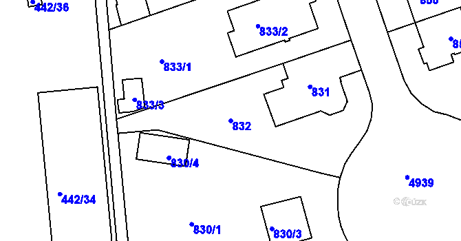 Parcela st. 832 v KÚ Smíchov, Katastrální mapa