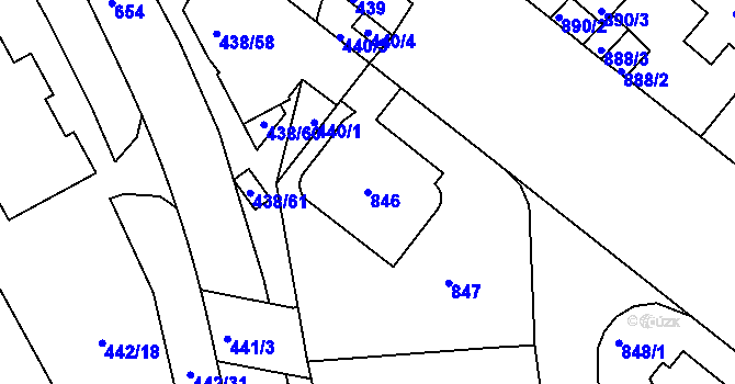 Parcela st. 846 v KÚ Smíchov, Katastrální mapa