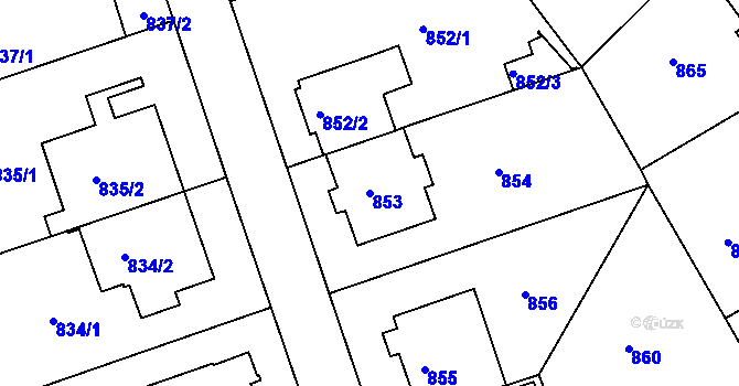 Parcela st. 853 v KÚ Smíchov, Katastrální mapa