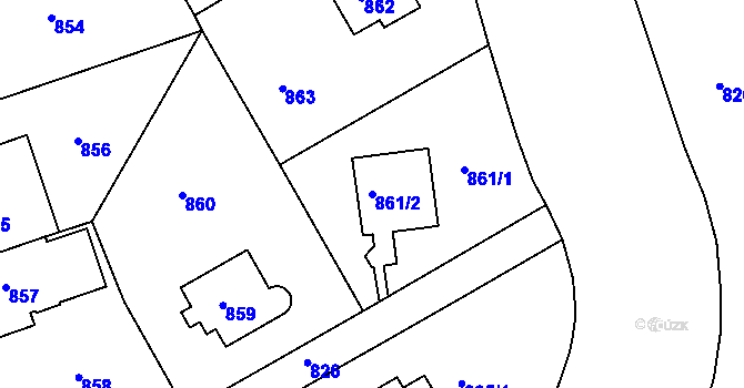 Parcela st. 861/2 v KÚ Smíchov, Katastrální mapa