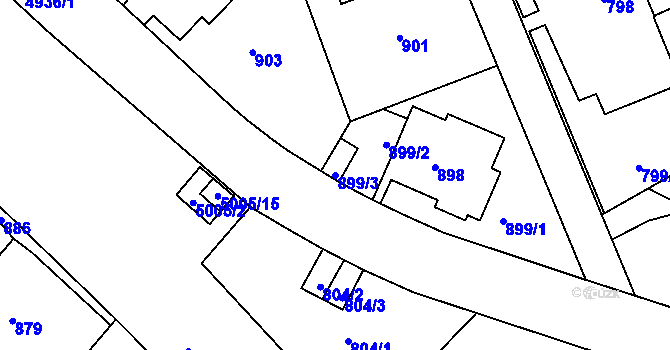 Parcela st. 899/3 v KÚ Smíchov, Katastrální mapa